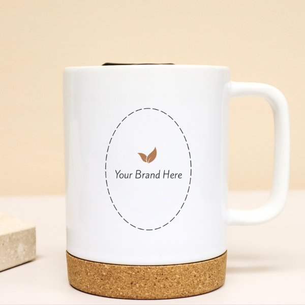 Branded Ceramic Mug with Black Lid