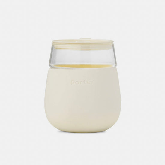 Cream glass travel cup