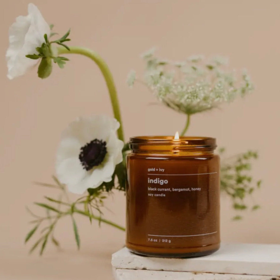 Indigo soy wax candle