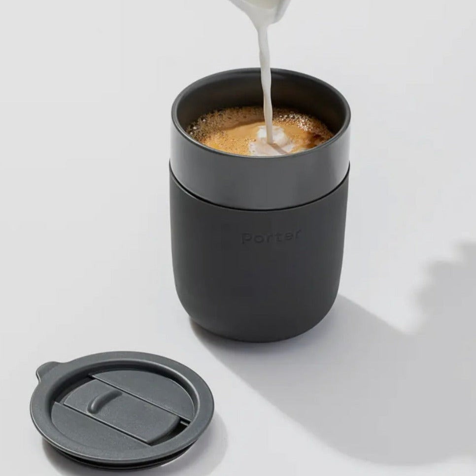 Black ceramic reusable travel mug