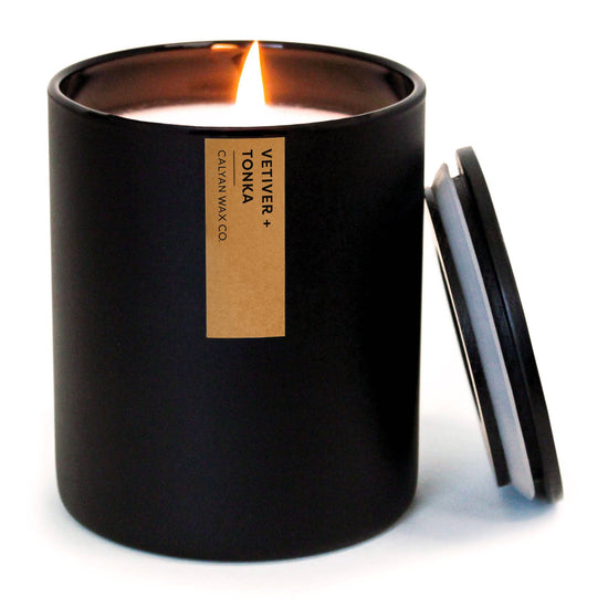 Calyan Wax Co., Vetiver + Tonka - Matte Black Tumbler Soy Candle - MeaningFull Gift Lab