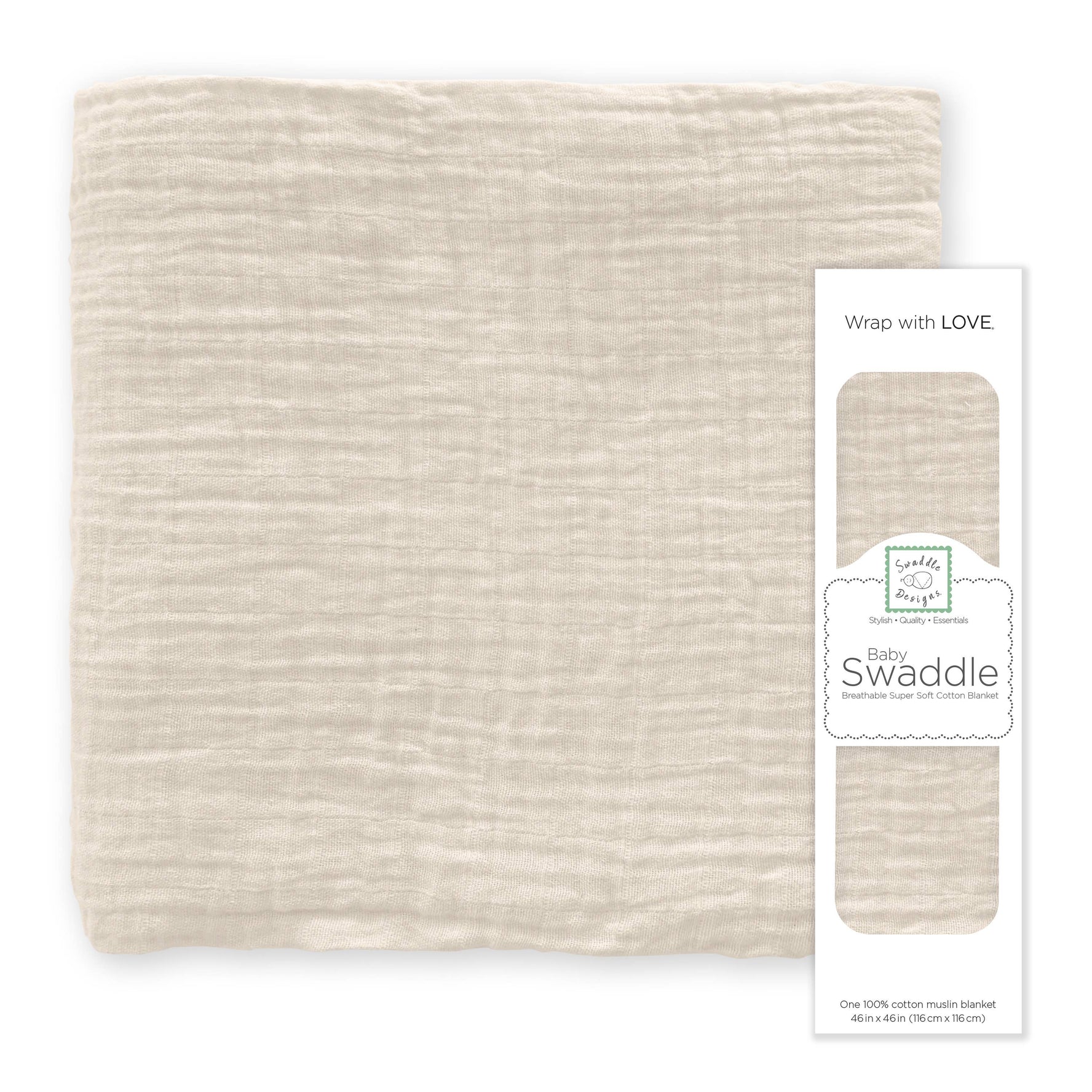 SwaddleDesigns, Oatmeal Muslin Swaddle Blanket