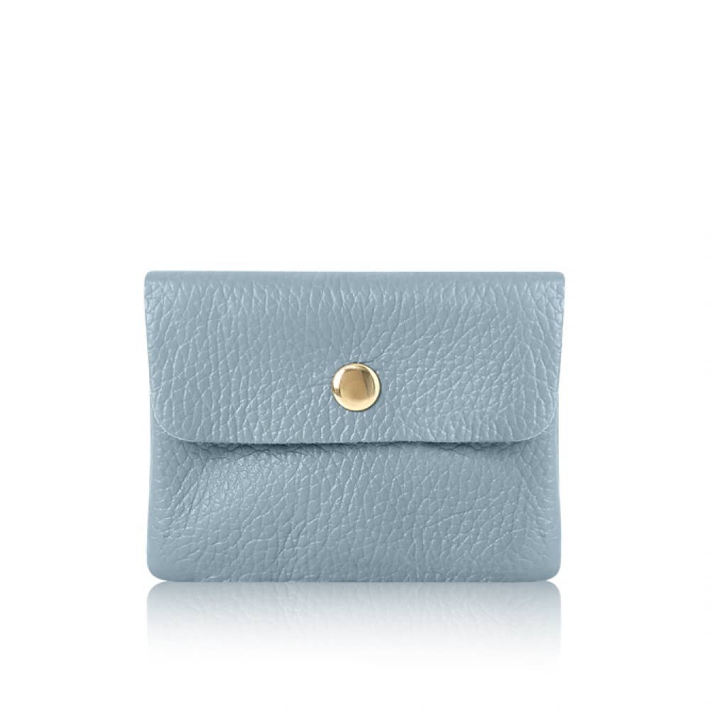 Montte Di Jinne, Genuine Italian Leather Small Coin and Card Bag-Egg Blue