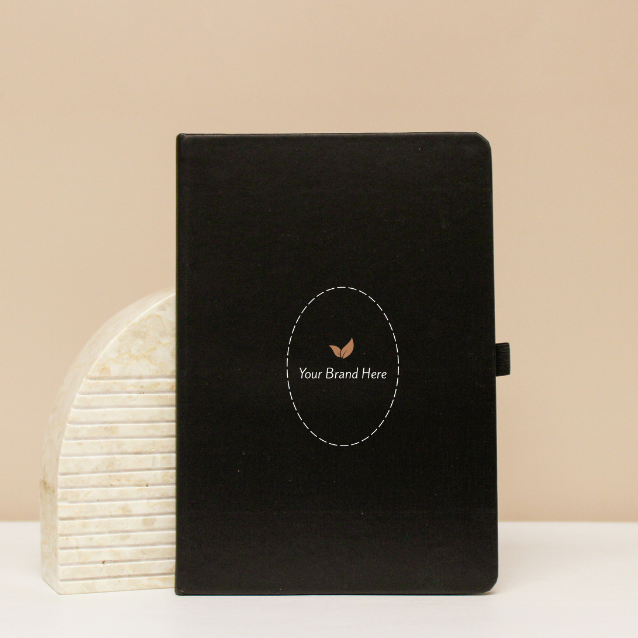 Branded A5 Lined  Hardcover Journal - Black