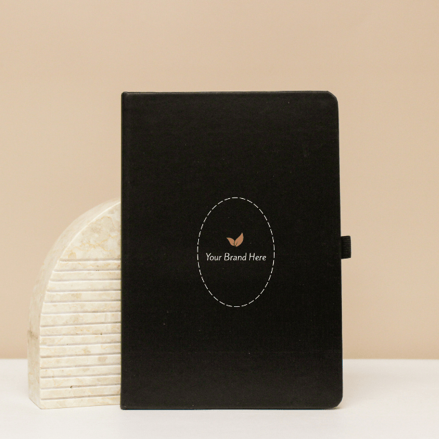 Branded A5 Lined Hardcover Journal - Black - MeaningFull Gift Lab