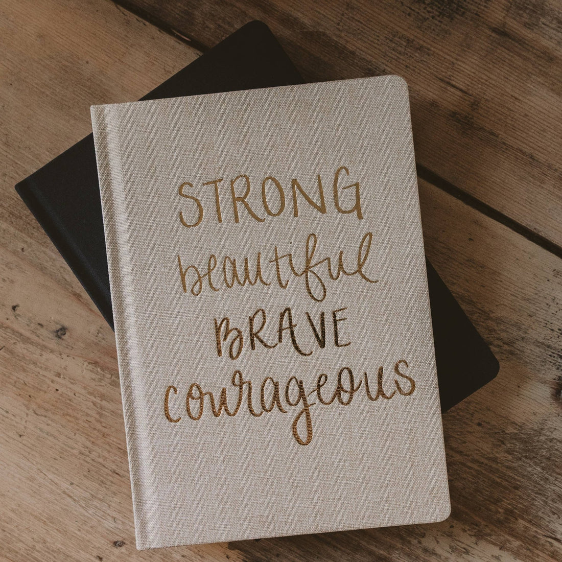 Sweet Water Decor, Strong Beautiful, Brave, Courageous Fabric Journal - Blush - MeaningFull Gift Lab