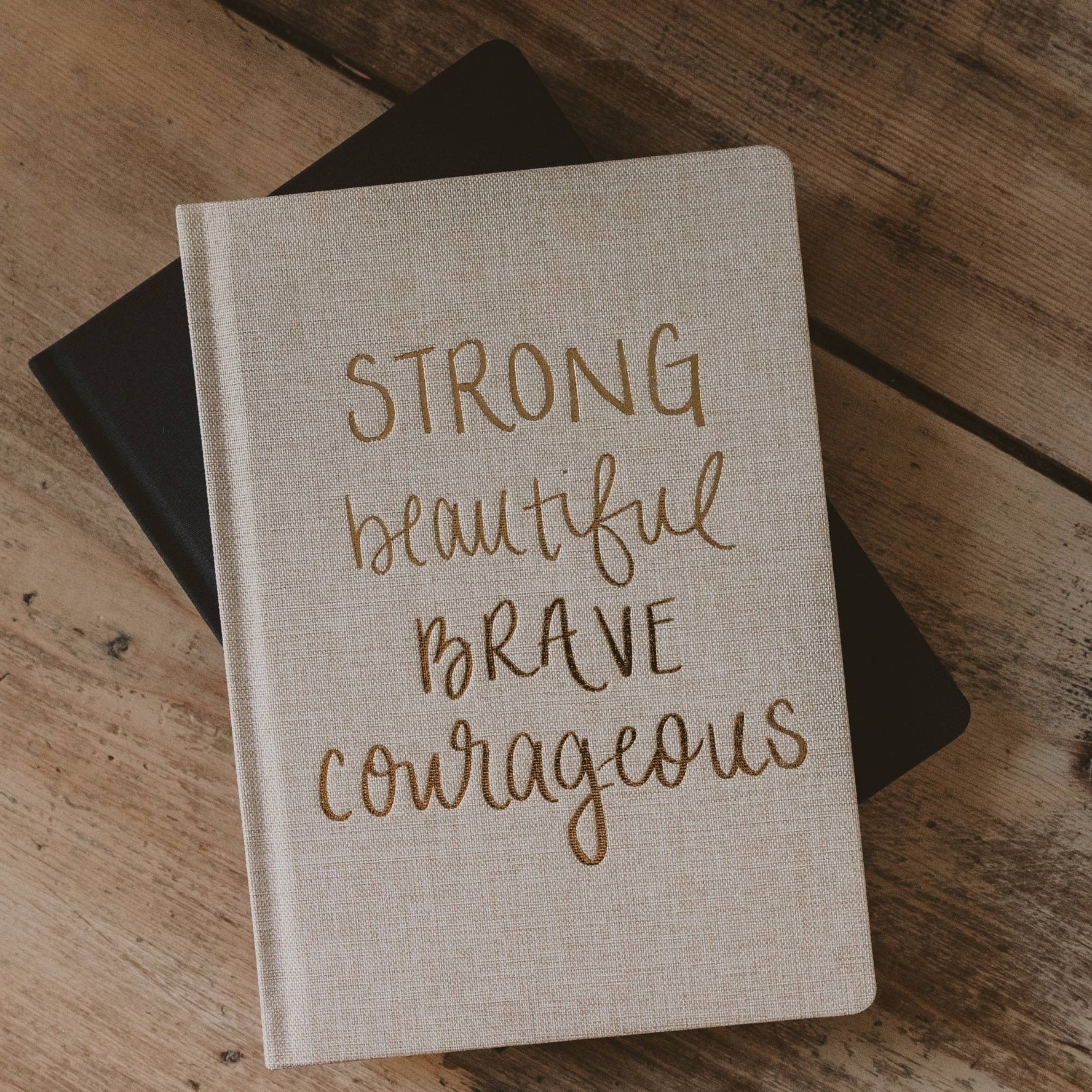 Sweet Water Decor, Strong Beautiful, Brave, Courageous Fabric Journal - Blush - MeaningFull Gift Lab