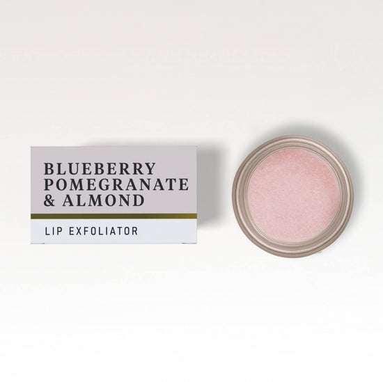 Blueberry, pomegranate and almond lip exfoliator.