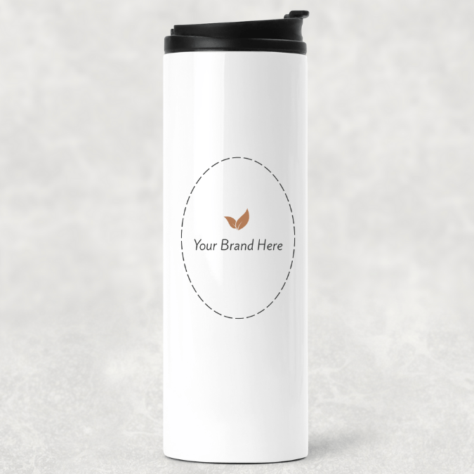 Branded Insulated Tumbler with Black Lid - 16 oz - MeaningFull Gift Lab