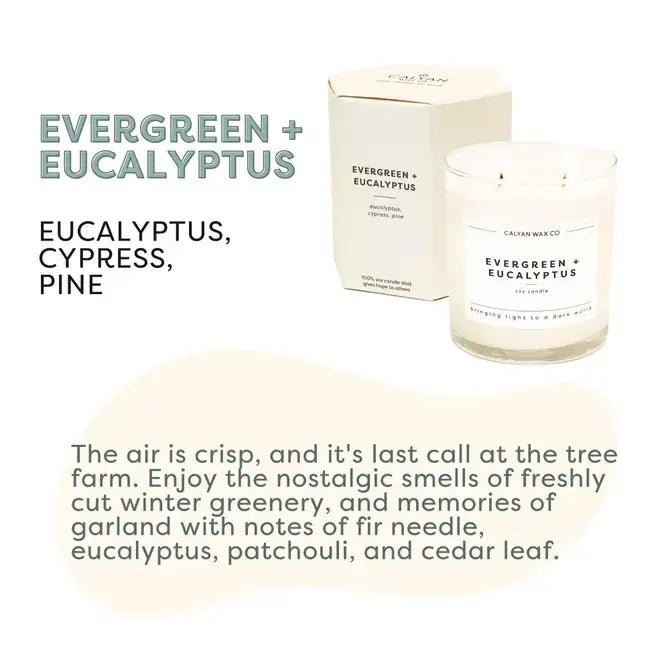 Calyan Wax Co., Evergreen + Eucalyptus - Glass Tumbler Soy Candle - MeaningFull Gift Lab
