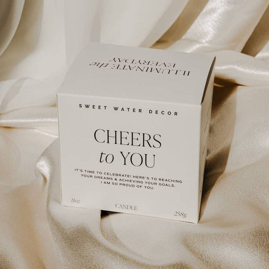 Sweet Water Decor, Cheers To You Soy Candle - Ribbed Glass Jar - MeaningFull Gift Lab