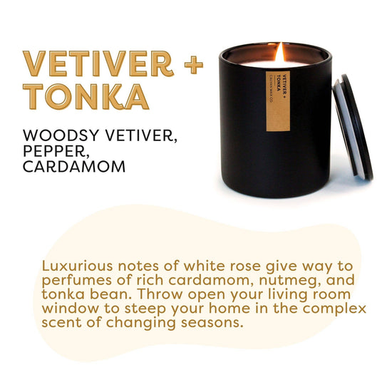 Calyan Wax Co., Vetiver + Tonka - Matte Black Tumbler Soy Candle - MeaningFull Gift Lab