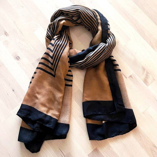 Fennco Styles, Modern stripe Soft Scarf: Brown/ Black Combo - MeaningFull Gift Lab