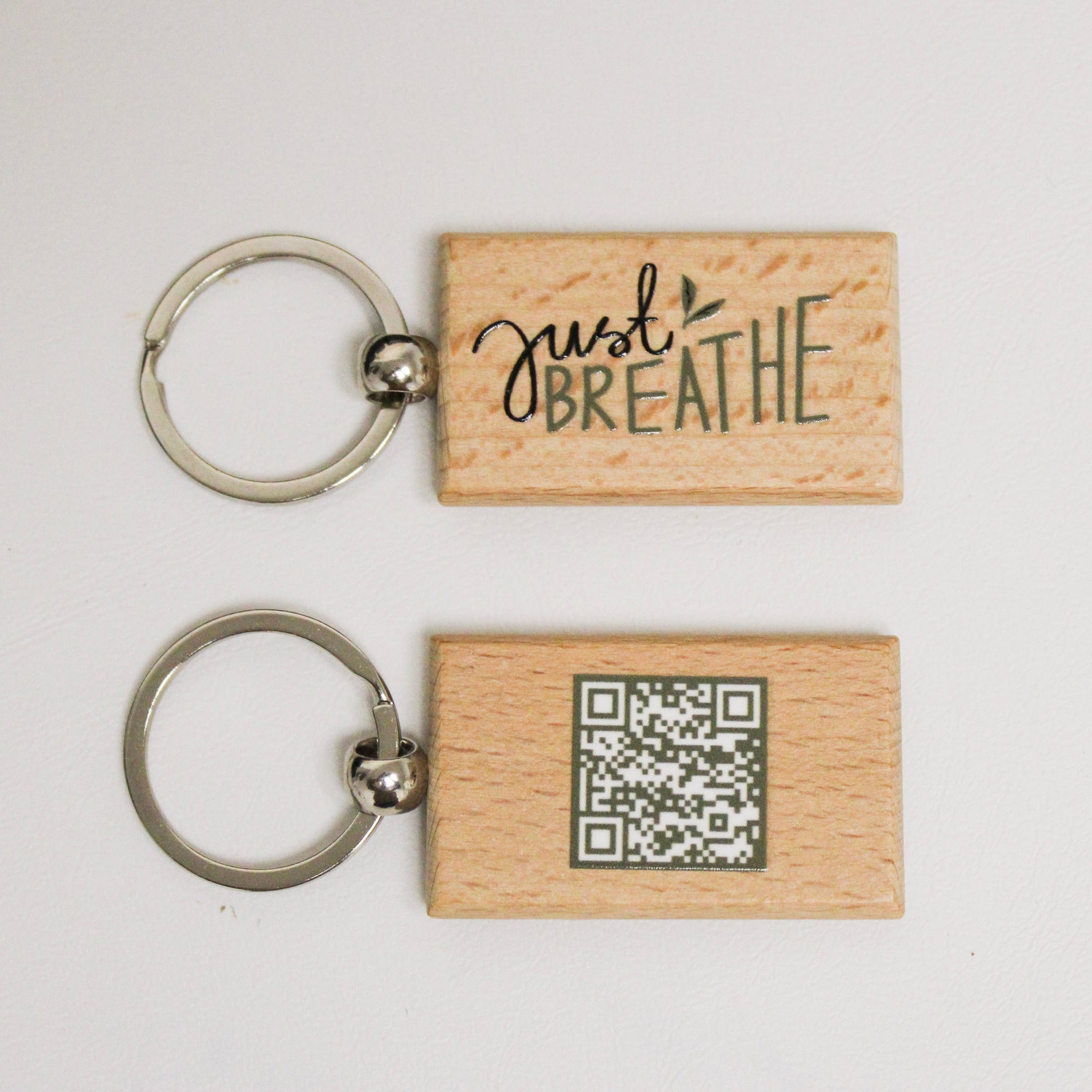 Branded keychain with qr code