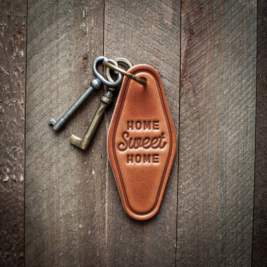 Home sweet home leather keychain