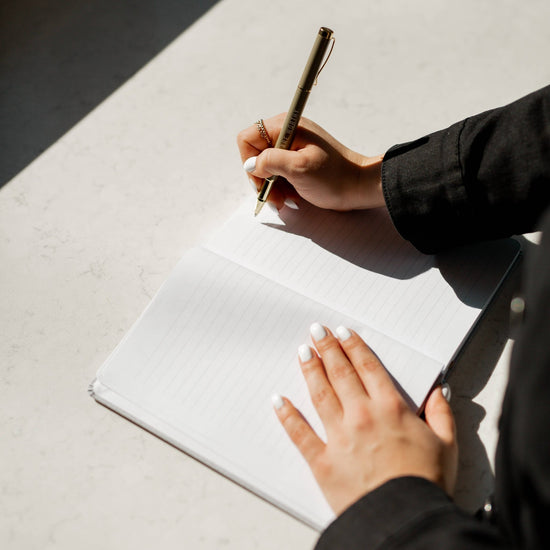 Sweet Water Decor, Strong Beautiful, Brave, Courageous Fabric Journal - Blush - MeaningFull Gift Lab