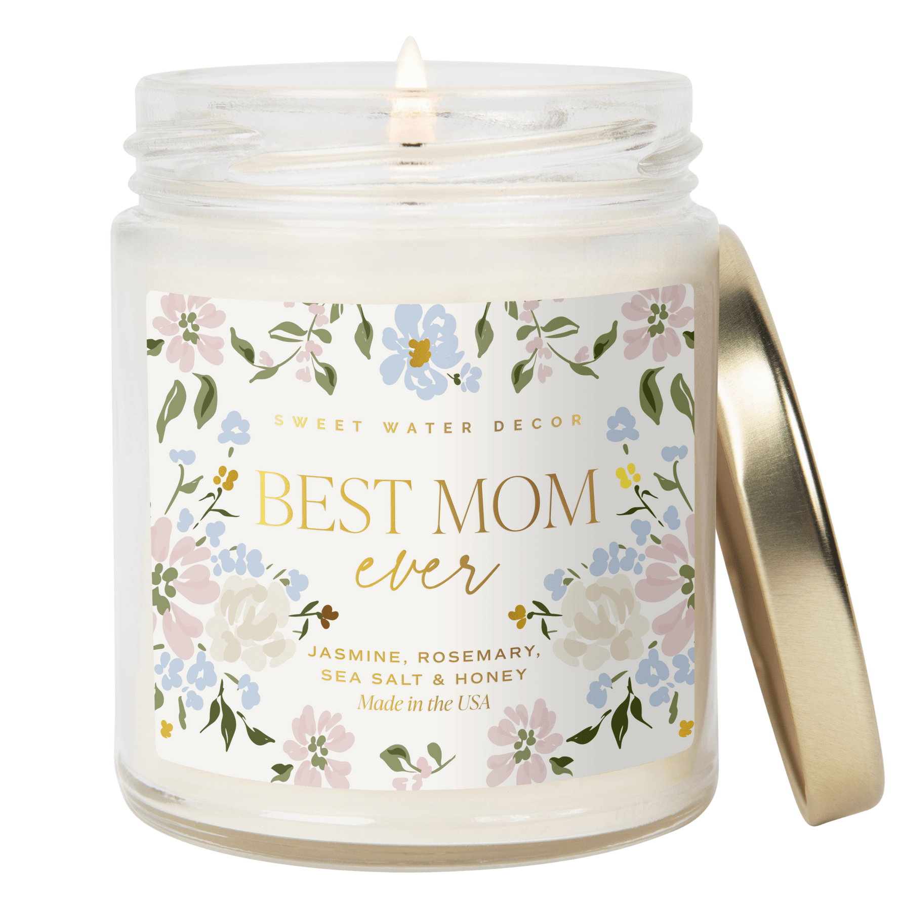 Sweet Water Decor, Best Mom Ever Floral 9 oz Soy Candle - MeaningFull Gift Lab