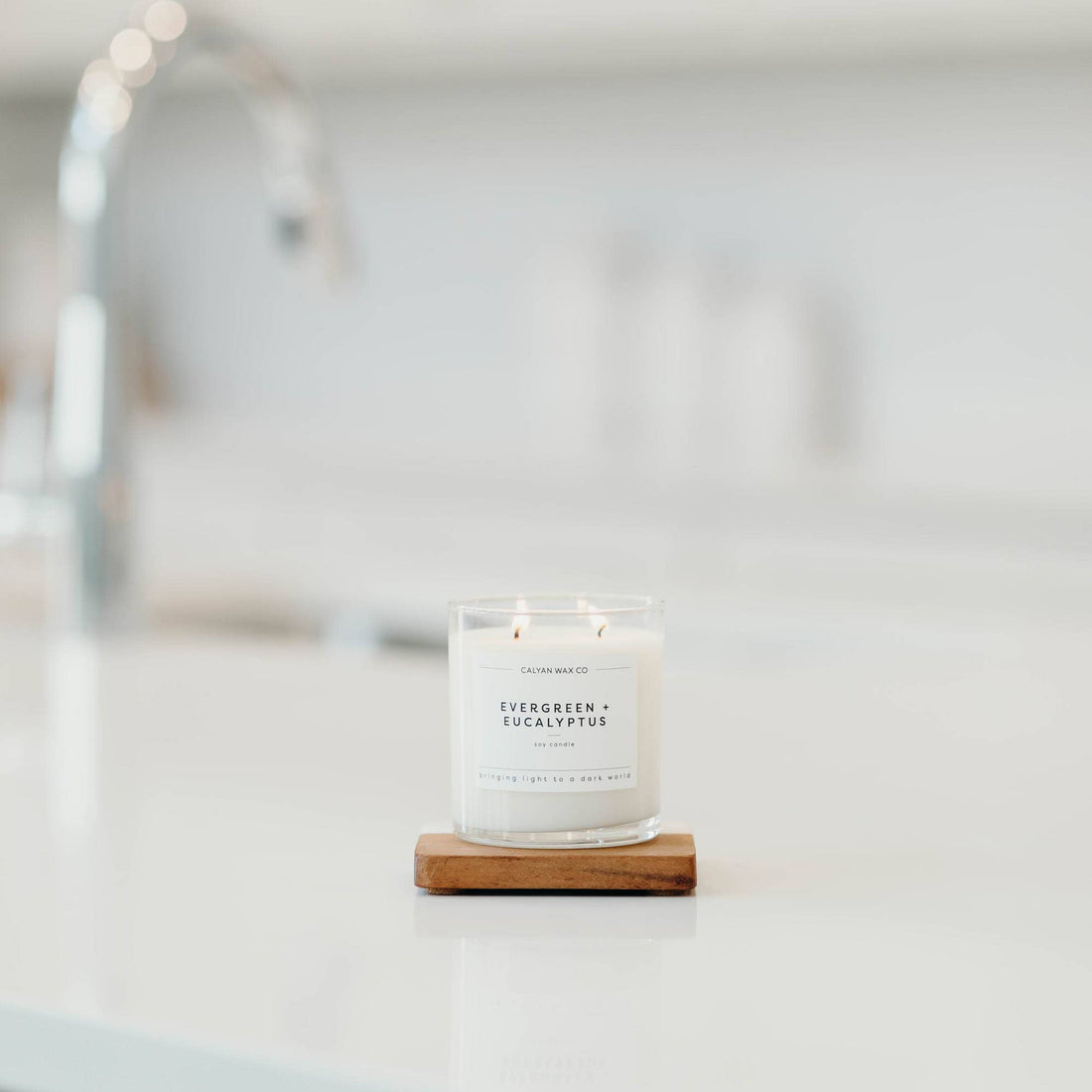 Calyan Wax Co., Evergreen + Eucalyptus - Glass Tumbler Soy Candle - MeaningFull Gift Lab