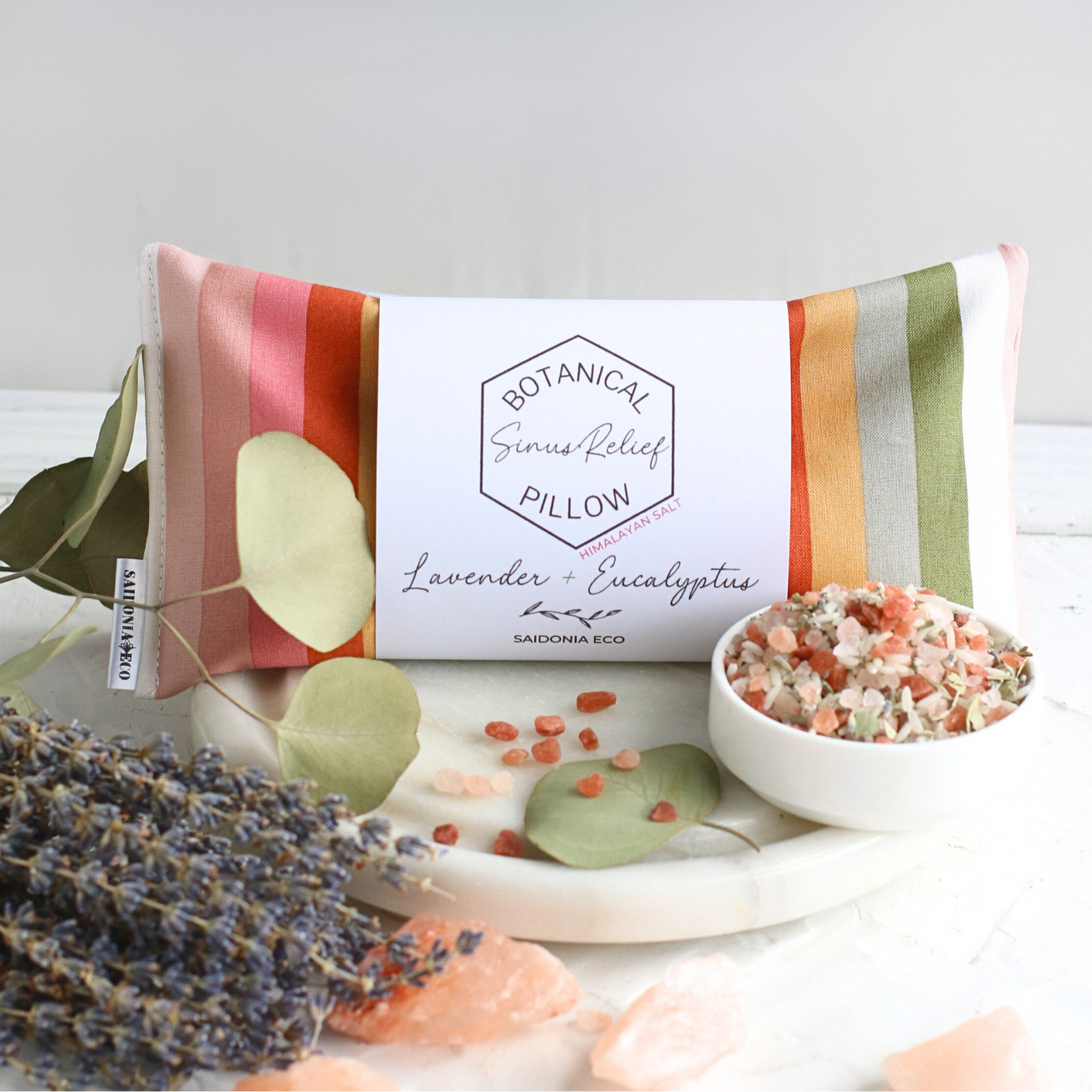 Sinus Relief Botanical pillow with lavender and eucalyptus.