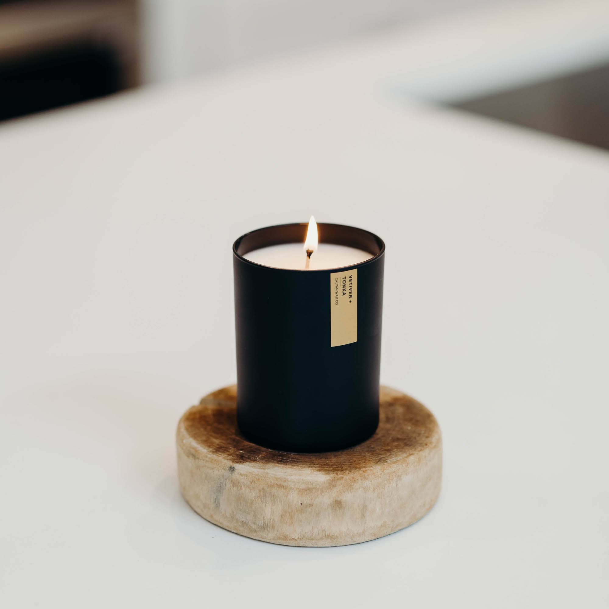 Calyan Wax Co., Vetiver + Tonka - Matte Black Tumbler Soy Candle - MeaningFull Gift Lab