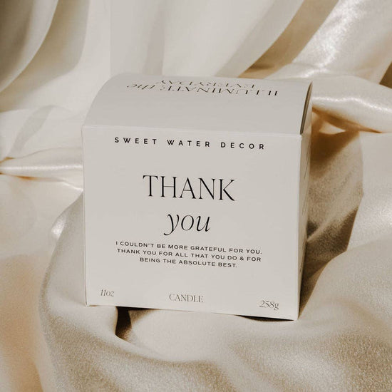 Sweet Water Decor, Thank You Soy Candle - Ribbed Glass Jar - MeaningFull Gift Lab